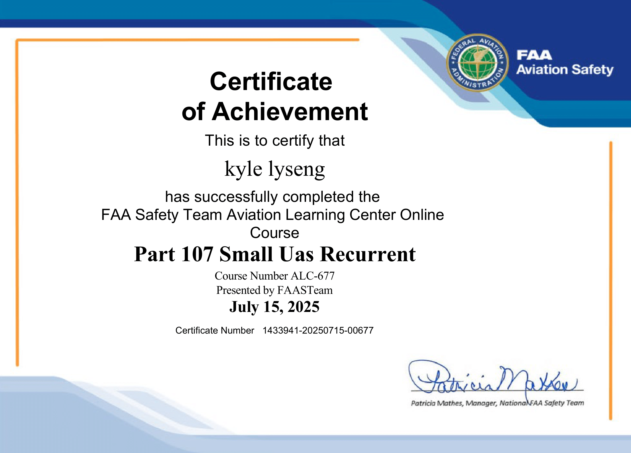 FAA Part 107 Renewal Certification